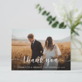シンプルエレガントScript Photo結婚のサンキューカード サンキューカード (スタンド正面)