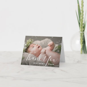 シンプルエレガントScript Photo Baby Shower サンキューカード