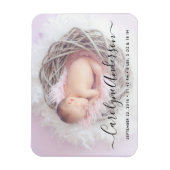 シンプルエレガントScript Photo Birth Announcement マグネット (縦)
