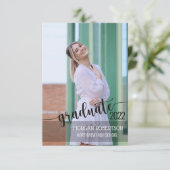 シンプルエレガントScript Photo Graduation招待状 出欠カード (スタンド正面)