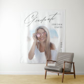 シンプルエレガントScript Photo Graduation Party タペストリー (インサイチュ)