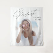 シンプルエレガントScript Photo Graduation Party タペストリー (正面)