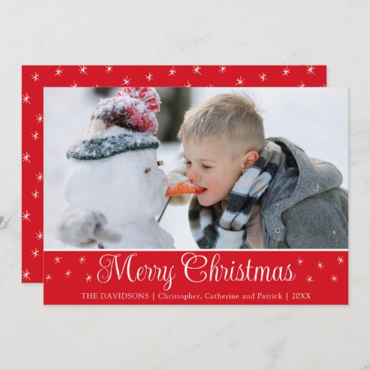 シンプルエレガントScript Photo Redあいさつカスタムつ シーズンカード (正面/裏面)