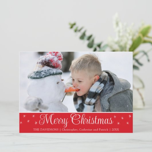 シンプルエレガントScript Photo Redあいさつカスタムつ シーズンカード (スタンド正面)