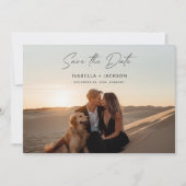 シンプルエレガントScript Photo Wedding日付の保存 招待状 (正面)