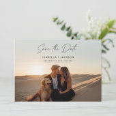 シンプルエレガントScript Photo Wedding日付の保存 招待状 (スタンド正面)