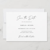 シンプルエレガントScript Photo Wedding日付の保存 招待状 (裏面)