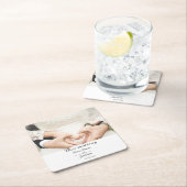 シンプルエレガントScript Photo Weding Party スクエアペーパーコースター (インサイチュ)