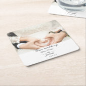シンプルエレガントScript Photo Weding Party スクエアペーパーコースター (アングル)