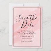 シンプルエレガントScript Pink Wedding Save The Date 招待状 (正面)