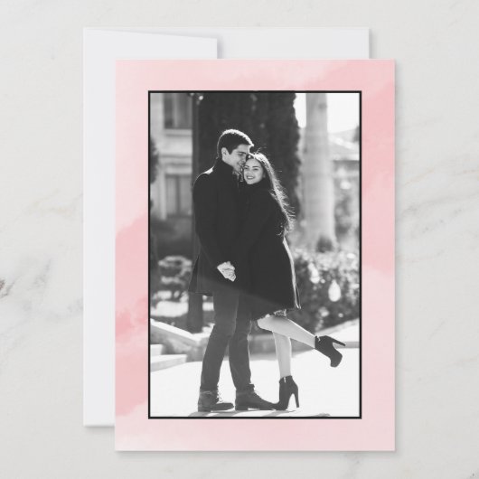 シンプルエレガントScript Pink Wedding Save The Date 招待状 (裏面)