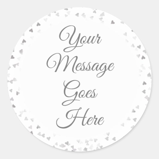 シンプルエレガントScript Silverハート紙吹雪 ラウンドシール (正面)