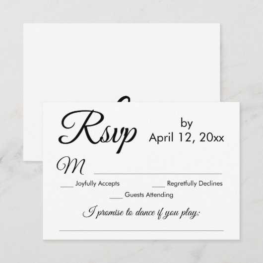 シンプルエレガントScript Song Request Wedding RSVP (正面/裏面)