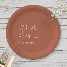 シンプルエレガントScript Terracotta結婚の ペーパープレート