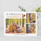 シンプルエレガントScript thanksgiving家族3写真 シーズンカード (スタンド正面)