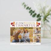 シンプルエレガントScript thanksgiving家族3写真 シーズンポストカード (スタンド正面)