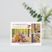 シンプルエレガントScript thanksgiving家族3写真 シーズンポストカード (スタンド正面)