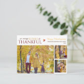シンプルエレガントScript thanksgiving家族3写真 シーズンポストカード (スタンド正面)