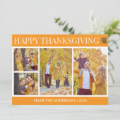 シンプルエレガントScript thanksgiving家族4写真 シーズンカード (スタンド正面)