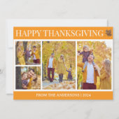 シンプルエレガントScript thanksgiving家族4写真 シーズンカード (正面)