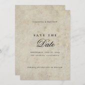 シンプルエレガントScript Vintage Wedding セーブザデート (正面/裏面)