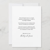 シンプルエレガントScript We Eloped Photo Elopment 案内状 (裏面)