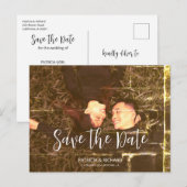 シンプルエレガントScript Wedding日付の写真を保存 ポストカード (正面/裏面)
