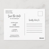 シンプルエレガントScript Wedding日付の写真を保存 ポストカード (裏面)