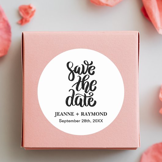 シンプルエレガントScript Wedding Save The Date Boho ラウンドシール