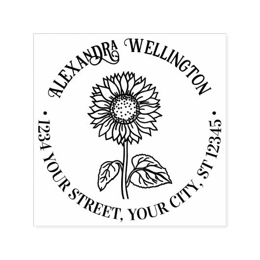 シンプルエレガントSunflower #4R名差出人住所 セルフインキングスタンプ (デザイン)