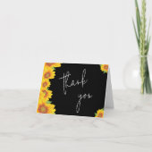 シンプルエレガントSunflowers Black Backdrop Thank You カード (正面)