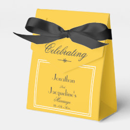 シンプルエレガントSunshine Yellow Script Name 結婚's フェイバーボックス