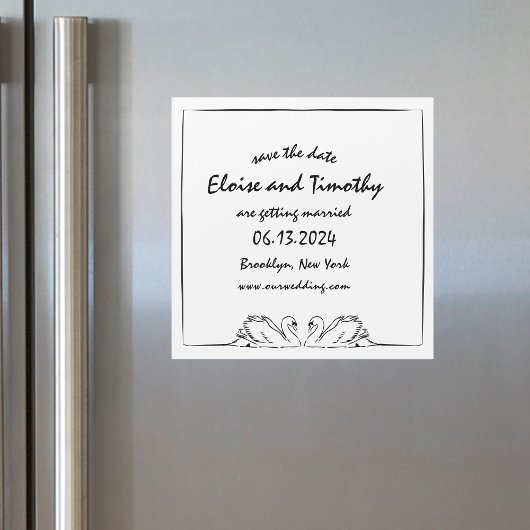 シンプルエレガントSwan Wedding Save the Date Magnet