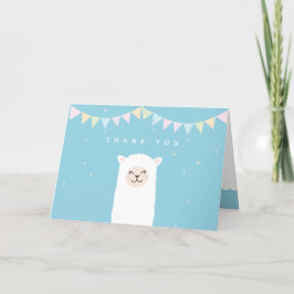シンプルエレガントSweet Alpaca Llama Boy Baby Shower サンキューカード