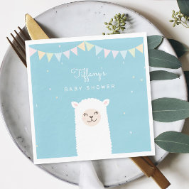 シンプルエレガントSweet Alpaca Llama Boy Baby Shower スタンダードカクテルナプキン