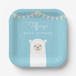 シンプルエレガントSweet Alpaca Llama Boy Baby Shower ペーパープレート