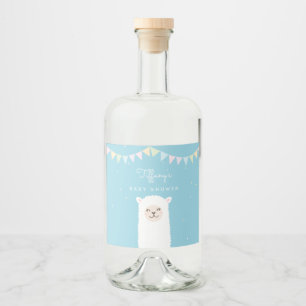 シンプルエレガントSweet Alpaca Llama Boy Baby Shower リキュールボトルラベル