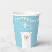 シンプルエレガントSweet Alpaca Llama Boy Baby Shower 紙コップ (裏面)