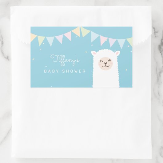 シンプルエレガントSweet Alpaca Llama Boy Baby Shower 長方形シール (バッグ)