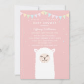 シンプルエレガントSweet Alpaca Llama Girl Baby Shour 招待状 (正面)