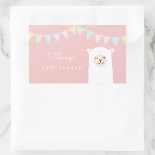 シンプルエレガントSweet Alpaca Llama Girl Baby Shour 長方形シール