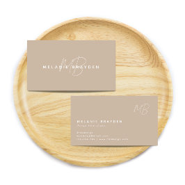 シンプルエレガントTaupeミニマリスト2モノグラム 名刺