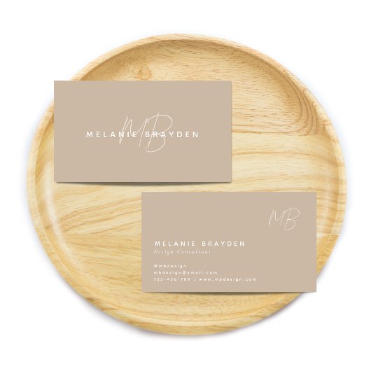 シンプルエレガントTaupeミニマリスト2モノグラム 名刺