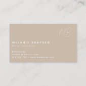 シンプルエレガントTaupeミニマリスト2モノグラム 名刺 (裏面)