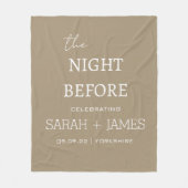 シンプルエレガントTaupe & White 結婚 Name Date フリースブランケット (正面)