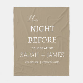 シンプルエレガントTaupe & White 結婚 Name Date フリースブランケット