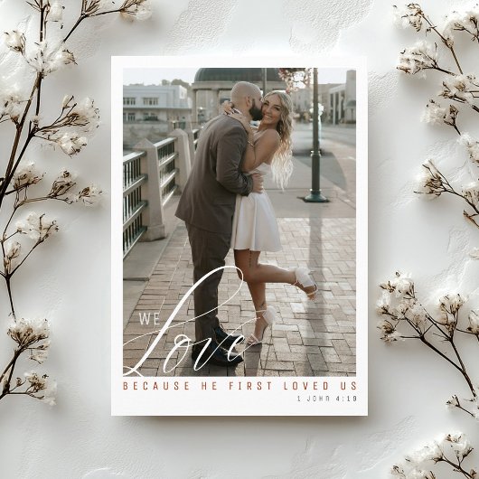 シンプルエレガントTerracotta写真クリスチャン結婚ズ セーブザデート