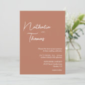 シンプルエレガントTerracotta写真結婚の 招待状 (スタンド正面)