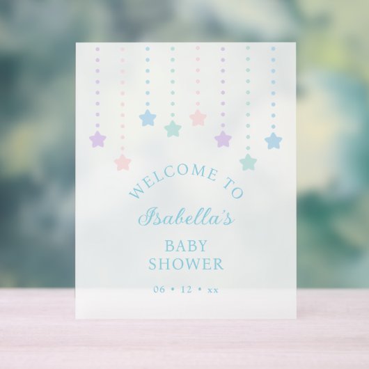 シンプルエレガントTwinkle Little Stars Baby Shower アクリルサイン (ニュートラル)