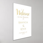 シンプルエレガントWelcome Script結婚の金ゴールド 箔ポスター (レイダウン)